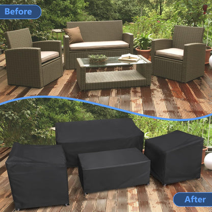 STARTWO Heavy-Duty Waterproof Patio Furniture Covers - 4-Piece Set for Rattan Wicker, Black