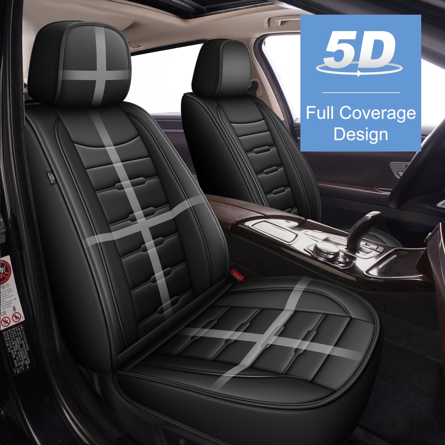 AOMSAZTO Leather Seat Covers Full Set Fit for Jeep Compass 2012-2026,Waterproof Faux Leather Seat Protectors for 5-Seat Vehicles(Black)