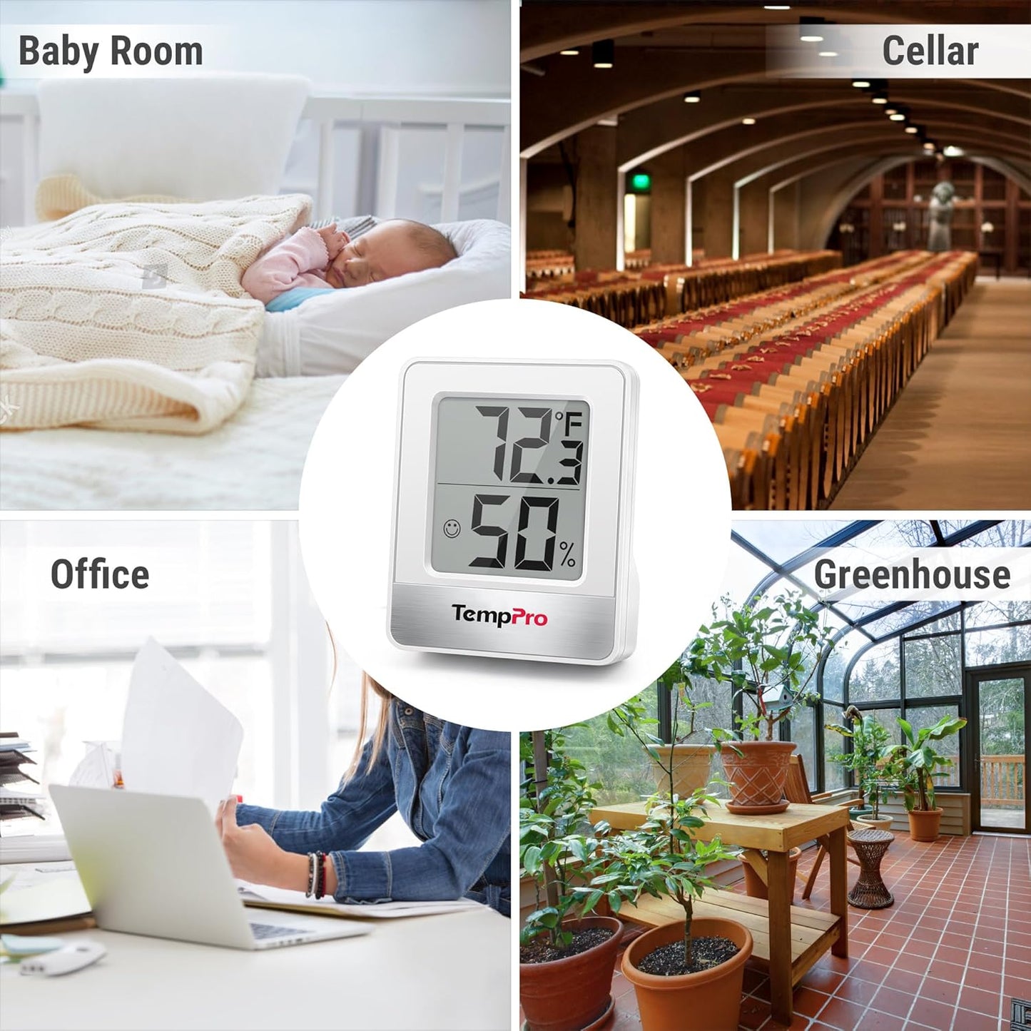 TempPro TP49 Digital Hygrometer & Indoor Thermometer - Accurate Temperature & Humidity Monitor | Compact Design
