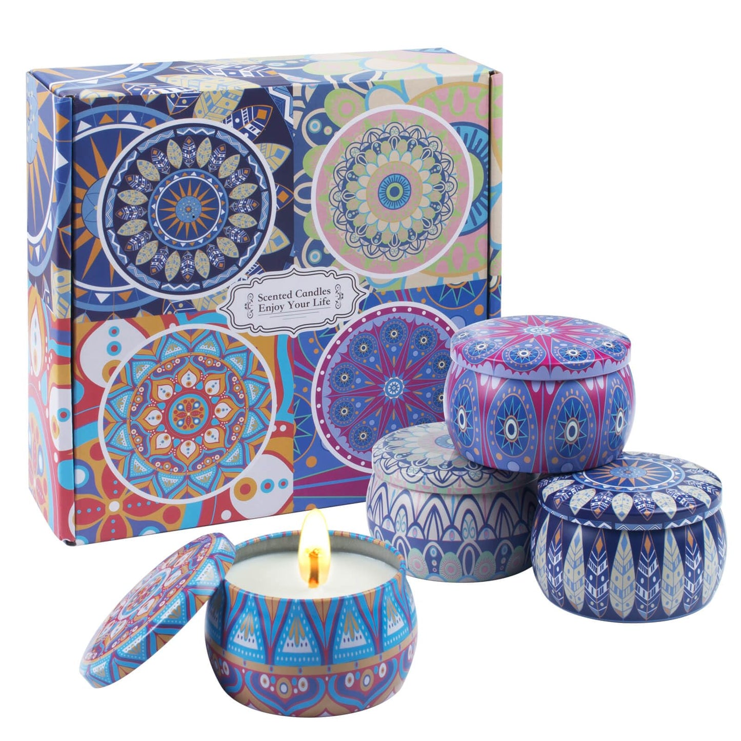 Scented Candles Gift Set for Home 4 Pack Large 4.4 Oz Soy Wax Candles, Aromatherapy for Relaxation & Stress Relief, Lavender Rose Lemon Fig, Long Lasting Birthday Gifts for Women, Her, Mother's Day