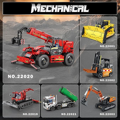 Reobrix Telescopic Arm Forklift Building Blocks Set with Motor RC Crane Mechanical Model Remote Control Tractor Technic Truck Toy for Adults MOC Buildinng Toys Ideas for Boys 14+