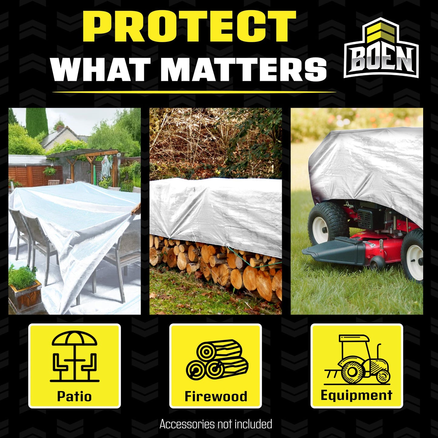 Heavy Duty Tarp Waterproof Large Cover |White, 30' x 30' 10 Mil Thick | Rip Proof Tarps | Thick Weave Material, UV Resistant Great for Tarpaulin Canopy Tent, Boat, RV or Pool Cover