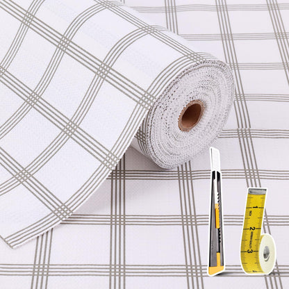 Shelf Liners for Kitchen Cabinets 17in x 30FT, Non Adhesive Cabinet Liner Strong Non-Slip Golden Leaf Drawer Liner, Easy to Clean for Shelf, Cabinet with Knife and Tape Measure