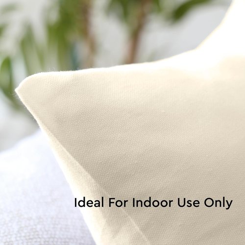 Encasa XO Throw Pillow Covers - Set of 2 Natural 12x12 in | Cotton Decorative Cushion Covers with Improved Zipper for Living Room & Sofa
