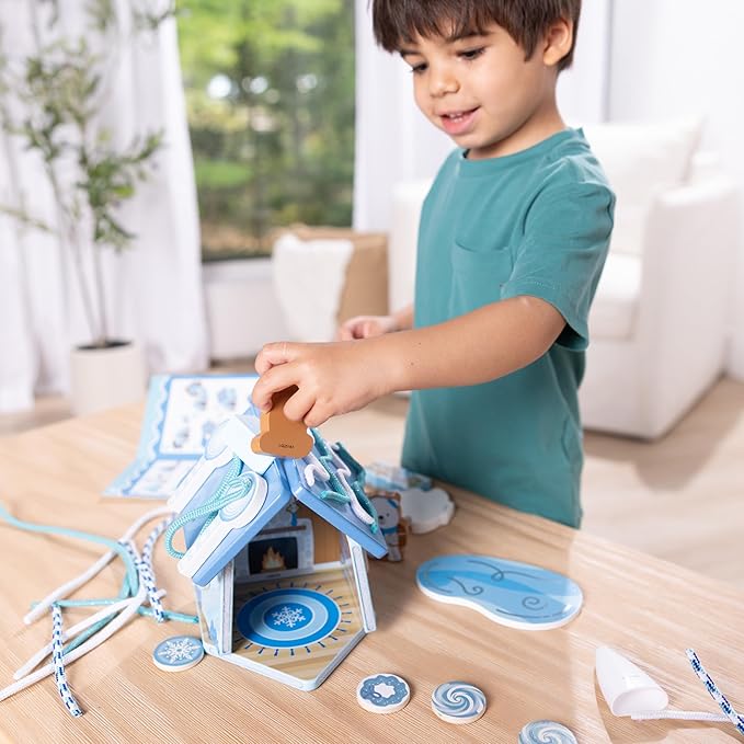 Melissa &amp Doug Winter Frost Wooden Gingerbread House Play Set for Boys and Girls 3+