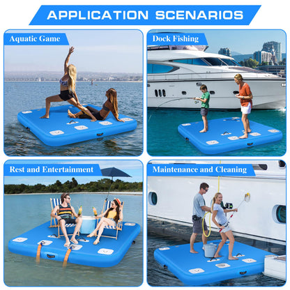 ROMELANDS Inflatable Floating Dock, Swim Platform Floating Island Raft, Large Air Mat Inflatable Water Pad with None-Slip Surface for Lake Pool Beach Ocean