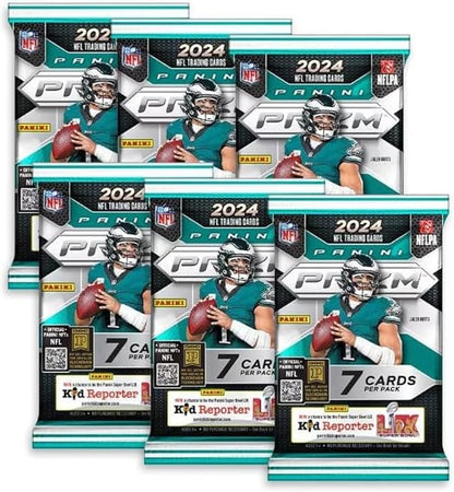 2024 Prizm Football Mega Box (Neon Green Pulsar) (42 Cards) (Look for Williams Daniels Maye Nix Penix McCarthy Rookies!)