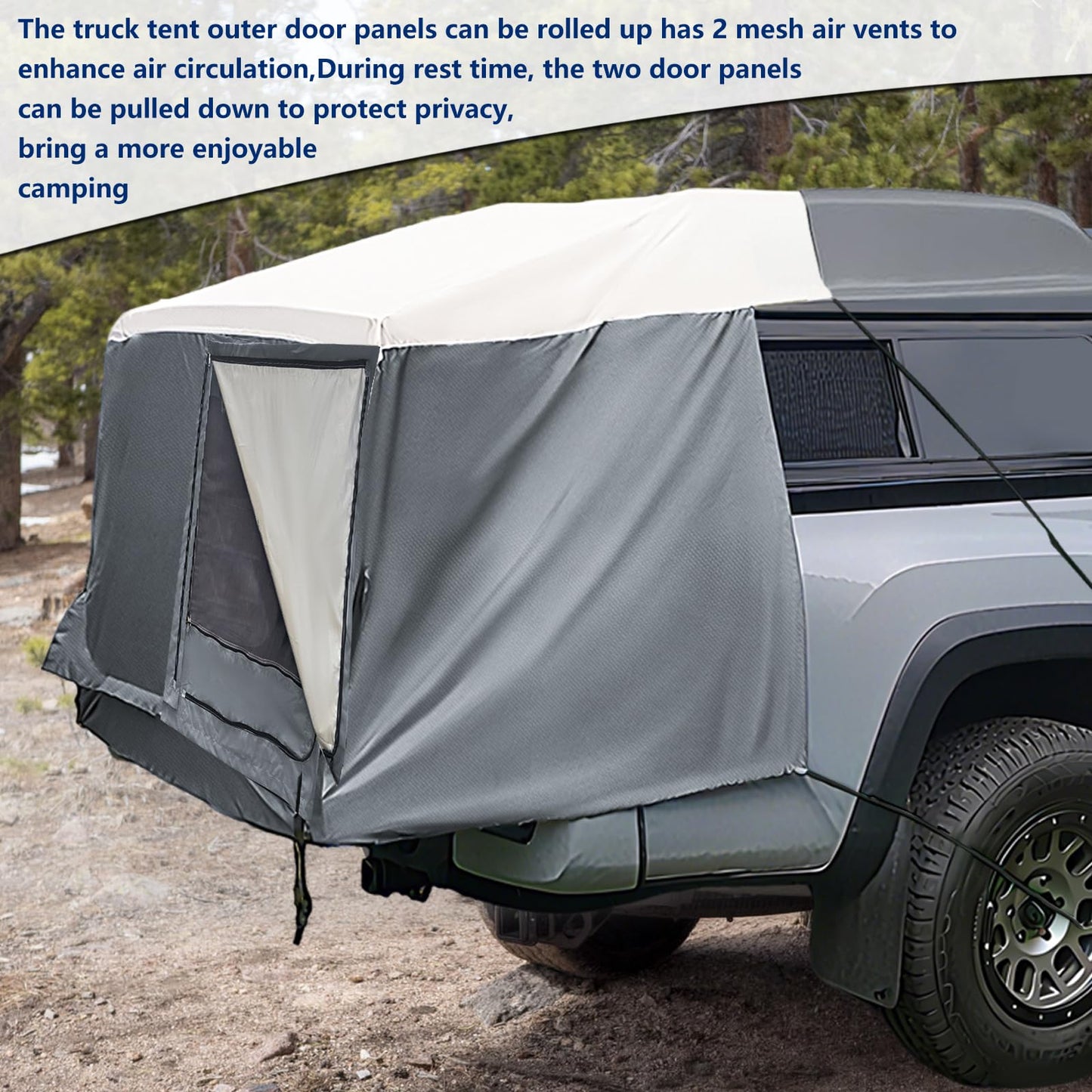 Full-Size Truck Bed Tent,Outdoor 600D Waterproof Truck Tent Compatible with Fits Ford F-150,Toyota Tundra,Chevy Silverado,Tacoma (2005+),Tailgates 58" (Designed for Full-Size Trucks with Caps)