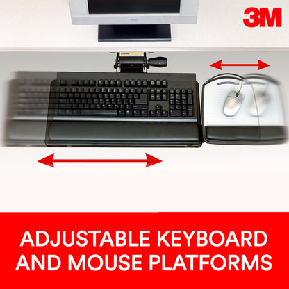 3M Sit/Stand Easy Adjust Keyboard Tray with Adjustable Keyboard andMouse Platform, 23 in Track