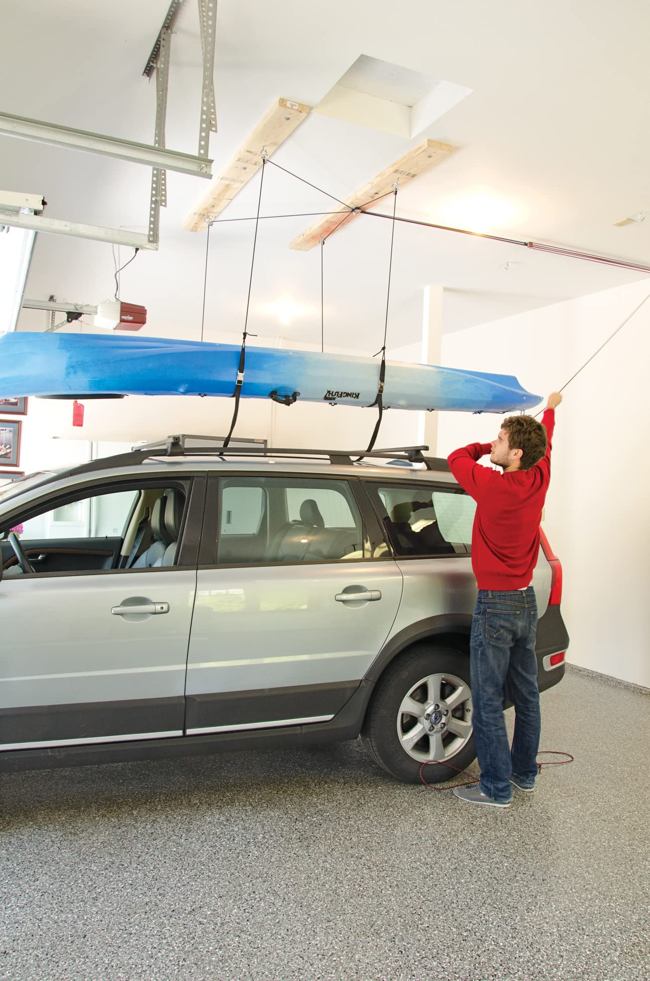 Suspenz Ceiling Hoist Overhead Storage | Garage Pulley System | Kayak Canoe SUP Cargo Box | Multiple Sizes