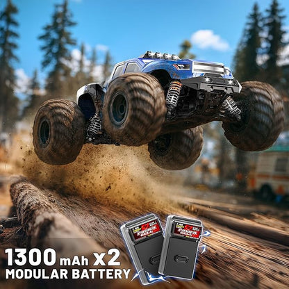 RC Cars 1:14 All Terrain Off-Road RC Truck 4WD Fast Remote Control Car 40 KM/H 4X4 Waterproof Monster Truck with 2×1300mAh Batteries Metal Shocks 6 LED Headlights RTR RC Vehicle