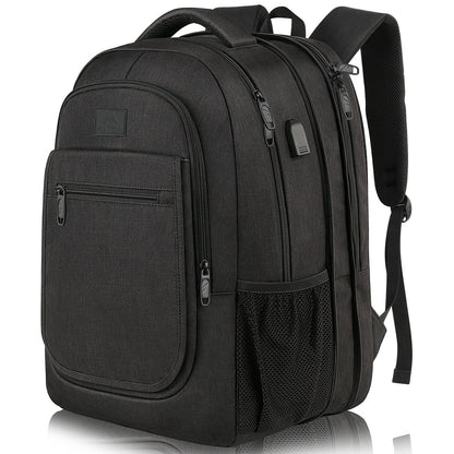 MATEIN College Large Travel Backpack, TSA Expandable Laptop Backpack with USB Charging Port, Anti Theft Computer Bag Fit 17.3 Inch Laptop Water Resistant College Computer Bag Gift for Men Women, Black