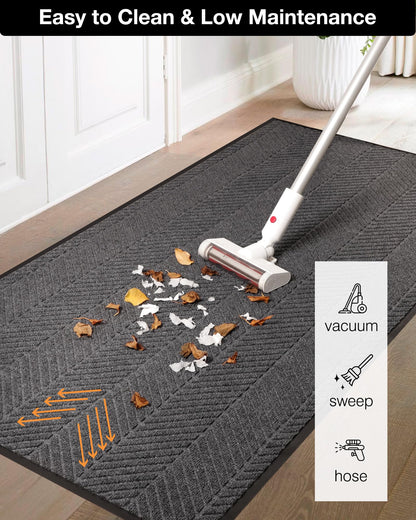 ZPAI 5′ x 7′ Heavy Duty Front Door Mat Indoor Outdoor Entrance, Large Non-Slip All Weather Commercial Floor Mat for Entryway, Low Profile Waterproof Industrial Rug for Garage (Charcoal Grey)