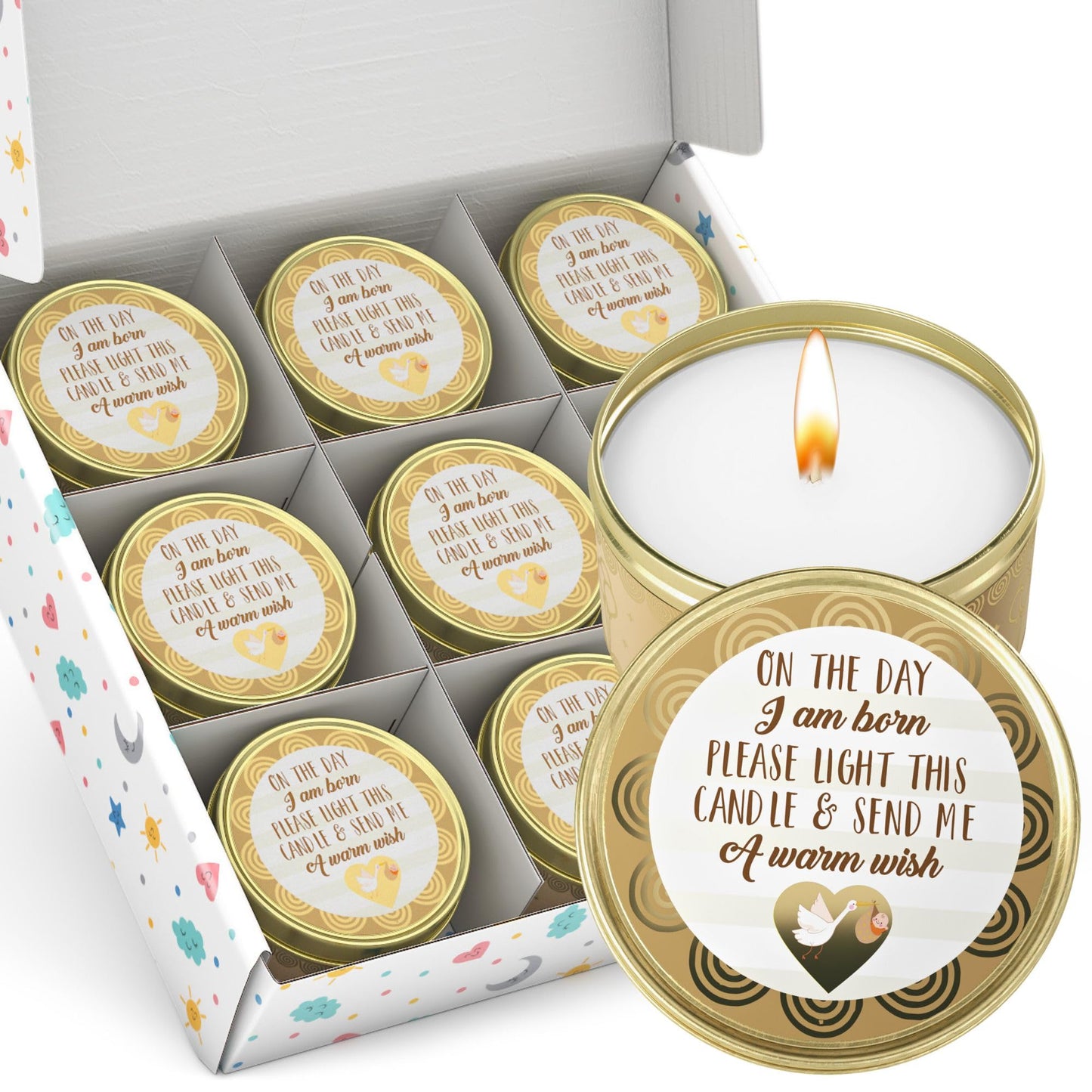 Majestic Zen Baby Shower Candle Favors Gift Set |9-Pack Neutral Scented Soy Wax Candles with Fresh Baby Powder |Long Lasting 40 Hour Burn |Unique Gender Reveal Party Favors & Baby Shower Decorations