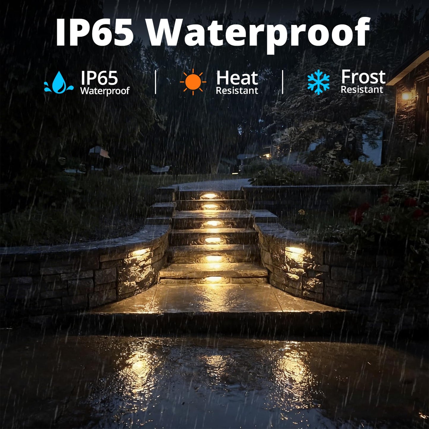 GKOLED 8-Pack Replaceable 6.8" LED Hardscape Lights, Low Voltage Retaining Wall Lights, Paver Wall Hardscape Lighting, Outdoor Landscape Step Lights, 12VAC/DC 1.5W 2700K, Die-cast Aluminum Housing