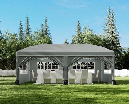 10x20 Pop Up Canopy Tent, Heavy Duty Wedding Party Tent Commercial Grade Instant Shelter with Removable Sidewalls for Outdoor, Parties, 3 Height, Carry Bag, Sandbag