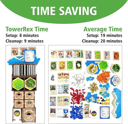TowerRex Organizer Compatible with Catan Board Game and Cities and Knights Seafarers Expansions Storage Insert Accessories Upgrade