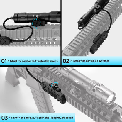 2500 Lumen Aircraft-Grade Aluminum Tactical Flashlight, 2.5Hours Long Runtime LED Weapon Lights, Rifle Light Laser Combo, Picatinny Rifle Flashlight with Momentary Strobe Function & Remote Switch