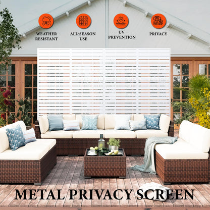 GarveeLife Metal Privacy Screen 72" h x 47" w, Outdoor Privacy Screens and Panels, Freestanding Decorative Fence for Patio Lawn Garden Deck Balcony, 3-Panel with Stand