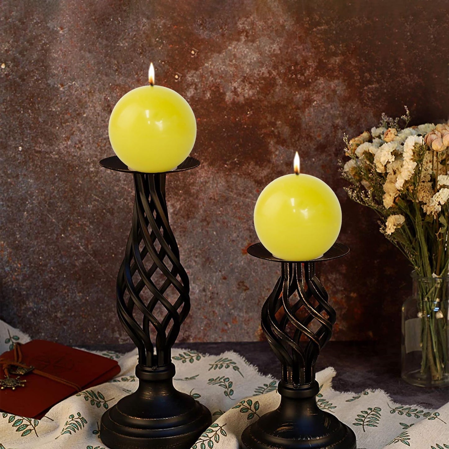 LPUSA Beeswax Round Ball Candles-3 Inch Hand-Poured Natural Beeswax Candle for Wedding Decoration,Holiday Candles,Home Decor,60 H Long Burning,3pack