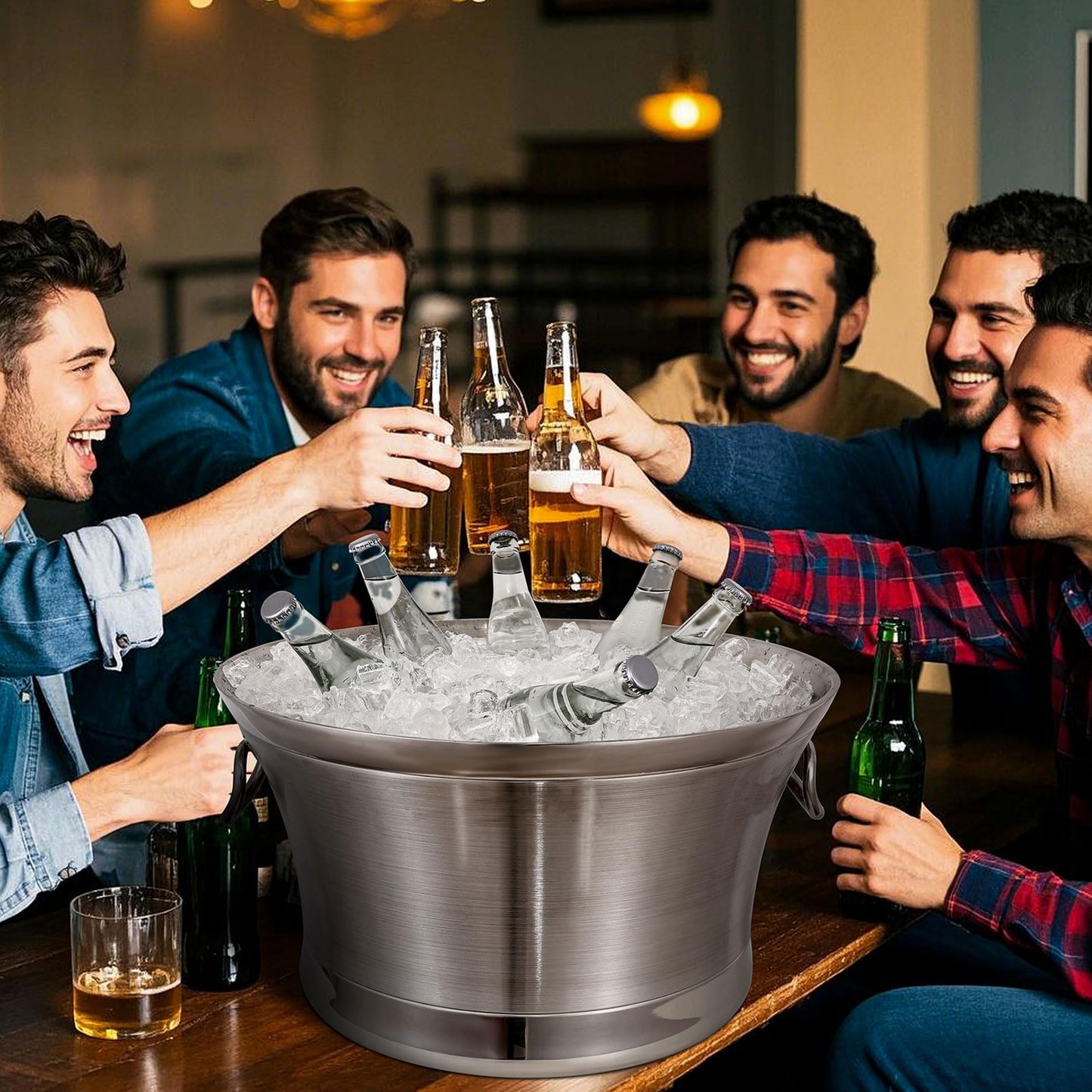 BARsics Large 6-Gallon Double Wall Stainless Steel Insulated Beverage Tub for Parties