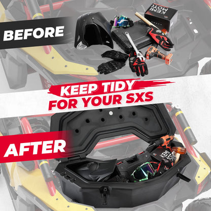 Kemimoto X3 Bed Box, X3 Trunk Storage Box, X3 Max Rear Rack Cargo Box Compatible with Can am Maverick X3, Outlander (Except 6x6), Renegade, OEM Replace #715004778 w/h Mounting Bracket