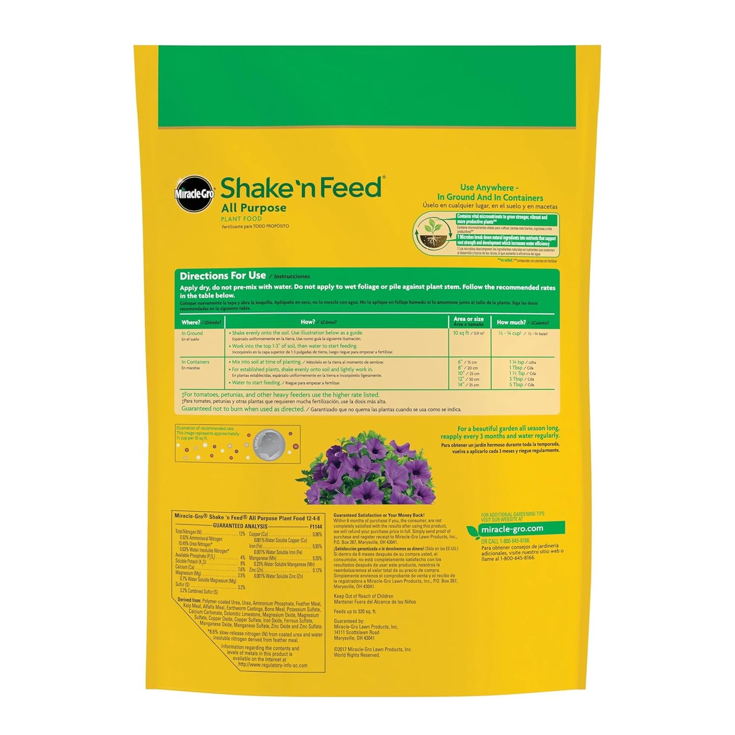 Miracle-Gro Shake 'N Feed All Purpose Plant Food - 8 lbs for Indoor & Outdoor Plants, Feeds for 3 Months