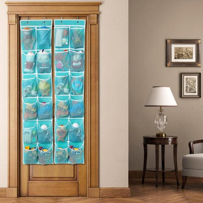 GOMAJI Hanging Shoe Organizer - 12 Large Pockets Over the Door - Turquoise Color