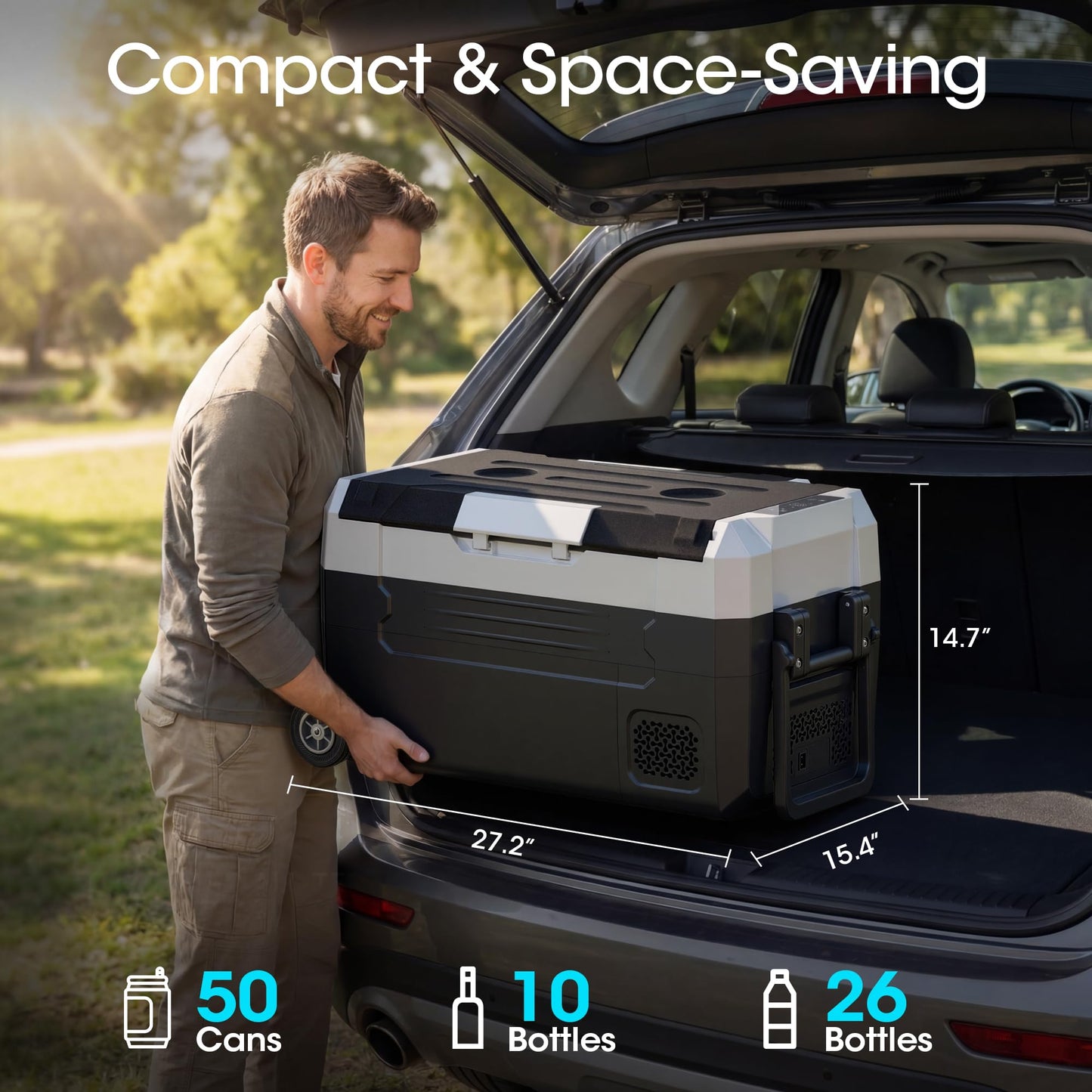 Manastin 12 Volt Refrigerator, 37QT Electric Cooler, Electric Cooler APP Control, Portable Freezer 12V/24V DC 100-240V AC, Car Fridge -4℉~68℉, 12V Cooler for Travel, Camping, Boat