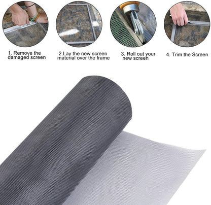 Fiberglass Window Screen Roll 96" x 100' Continuous Roll UV Protection Install and Repair Door and Window Screen(96" x 100', Black)