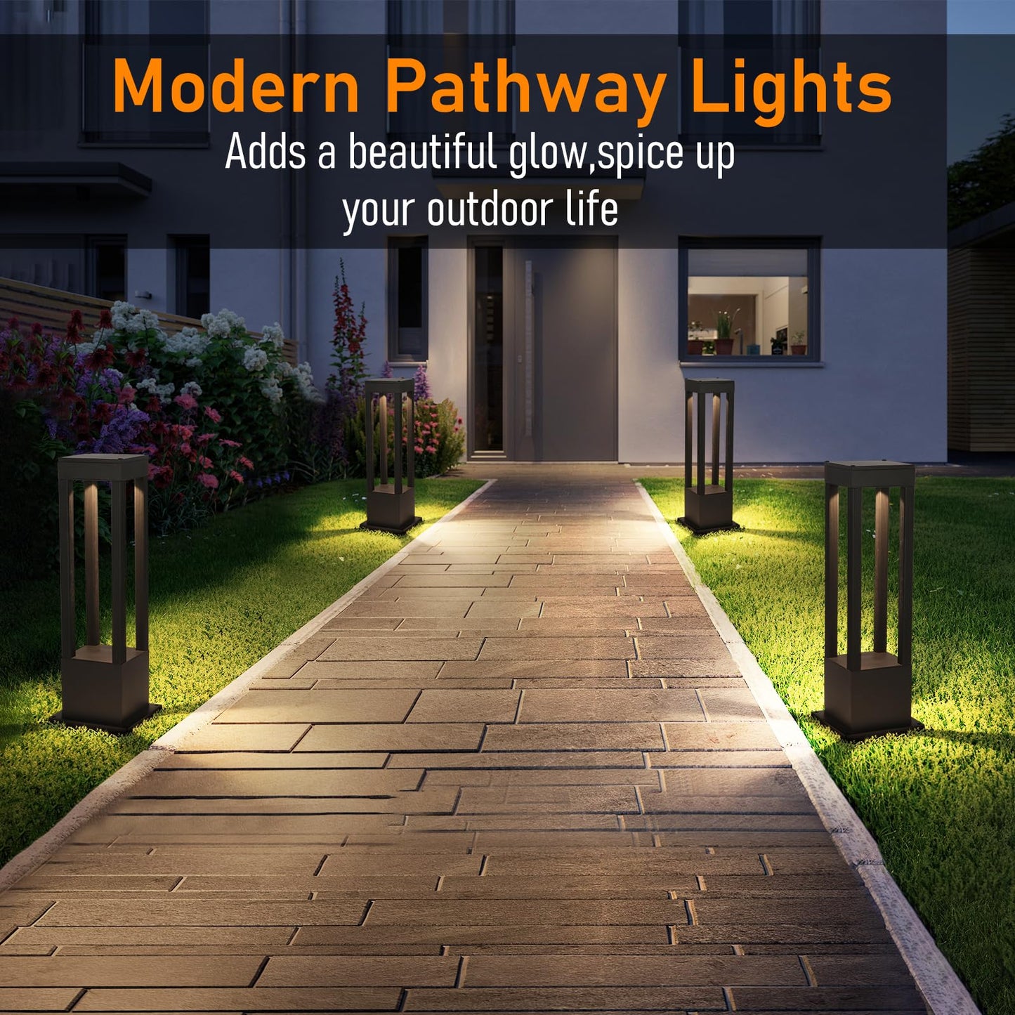SLAWA Outdoor LED Post Light 23.62" Black Square Exterior Lawn Path Lights with 3000K Warm Light Aluminum Landscape IP65 Waterproof Lantern Column Lamp Patio Courtyard Walkway Garden Bollard Lighting