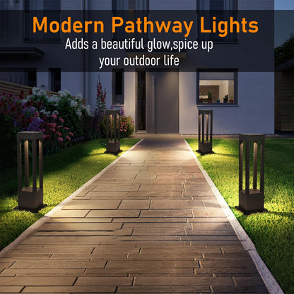 SLAWA Outdoor LED Post Light 23.62" Black Square Exterior Lawn Path Lights with 3000K Warm Light Aluminum Landscape IP65 Waterproof Lantern Column Lamp Patio Courtyard Walkway Garden Bollard Lighting