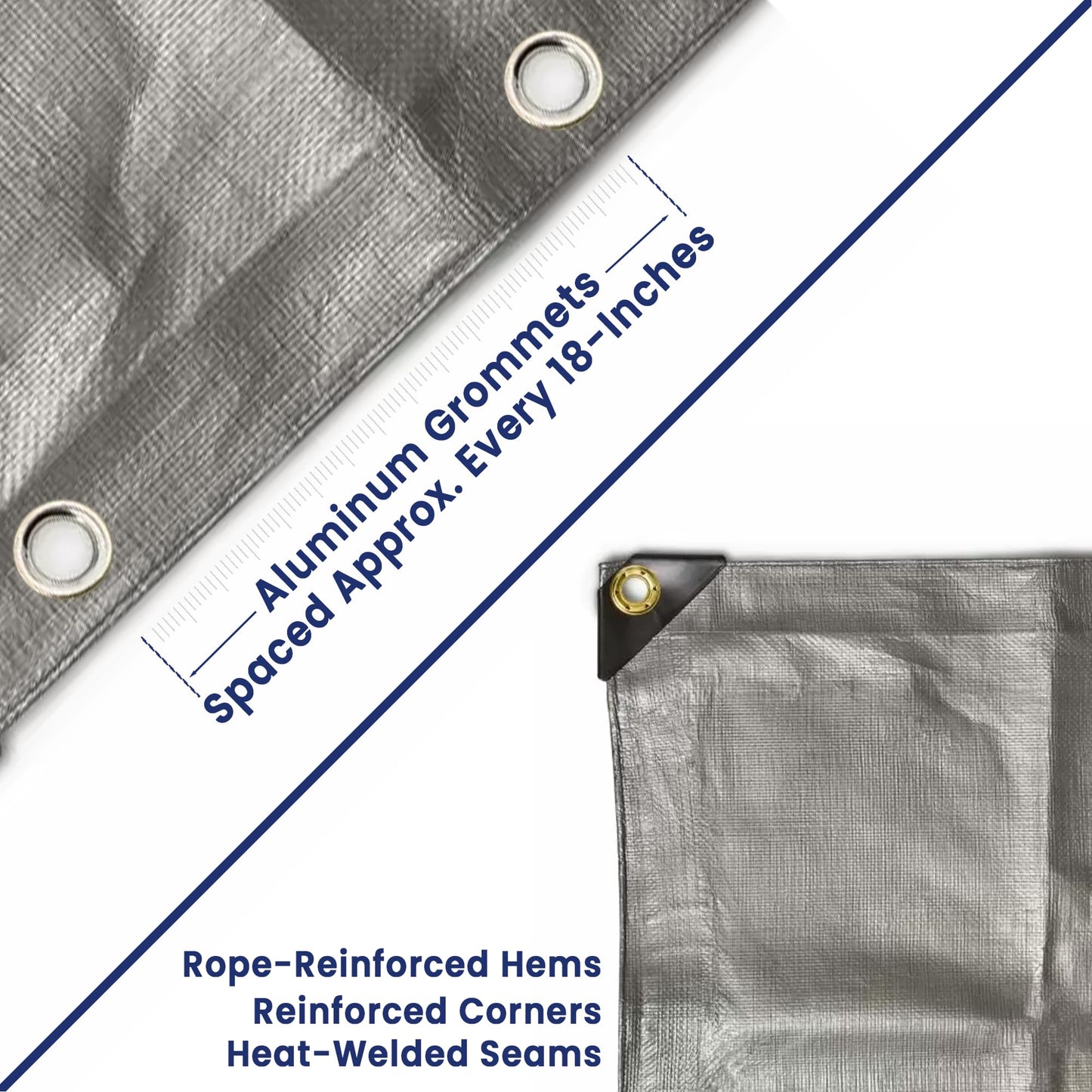 Tarps Now 16x24 ft Heavy Duty Plastic Tarp (Poly Tarp)|12 MIL Waterproof Cover|Rip & Tear-Resistant|Rustproof Grommets & Reinforced Edges|Ideal for Roof, Camping, Tent & Outdoor Protection - Silver