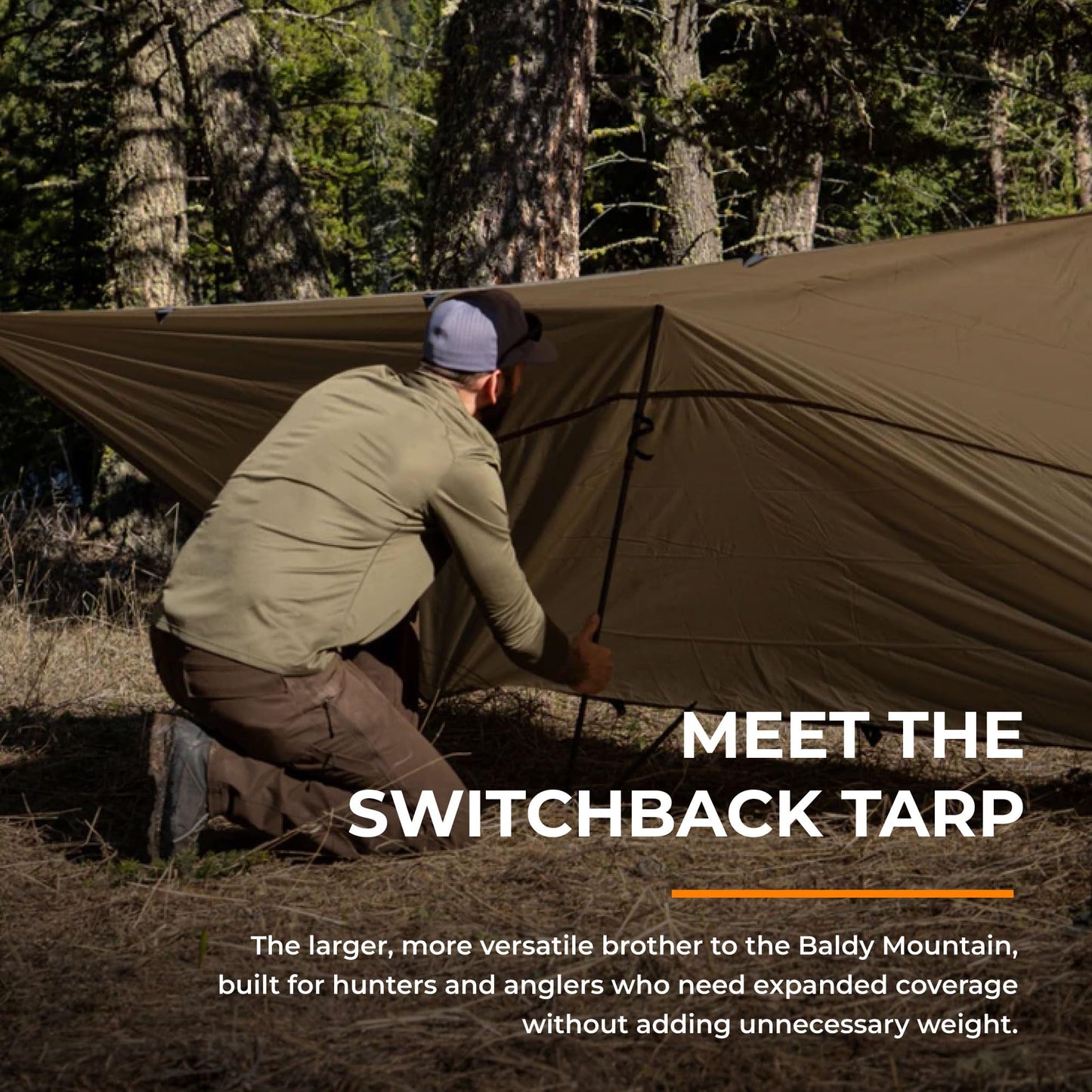 VIAM Outdoors Switchback Tan Tarp: Waterproof Camping Tarp for Hunting, Glassing, Hammock Rain Fly, Ultralight Backpacking Gear Sun Shelter & Heavy Duty Outdoor Protection - 1.1oz