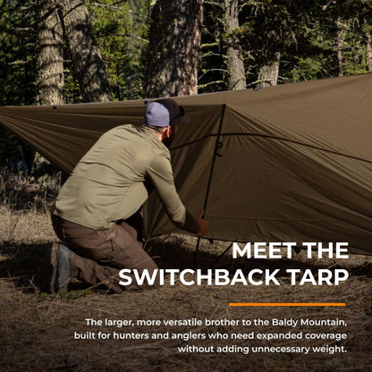 VIAM Outdoors Switchback Tan Tarp: Waterproof Camping Tarp for Hunting, Glassing, Hammock Rain Fly, Ultralight Backpacking Gear Sun Shelter & Heavy Duty Outdoor Protection - 1.1oz