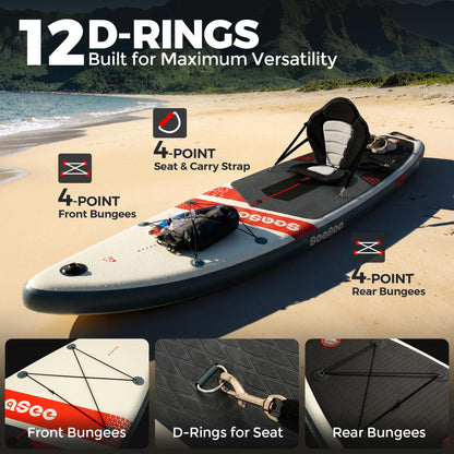 Seaseesup 11ft Inflatable Stand Up Paddle Board for Adults, Lightweight iSUP 33" Wide Stable Design,Anti-Slip EVA Deck, All Accessories Included,Lakes,Rivers,Coastal Paddling (Energy Red)