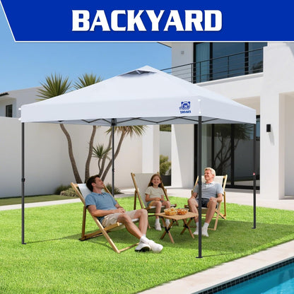 FANPAT 10x10 Pop Up Canopy Tent,300D Silver-Coating Top,1-Person Setup Commercial Heavy Dury Tent Instant Portable Shelter and Carry Bag, Bonus 8 Stakes and 4 Canopy Weights(Black)