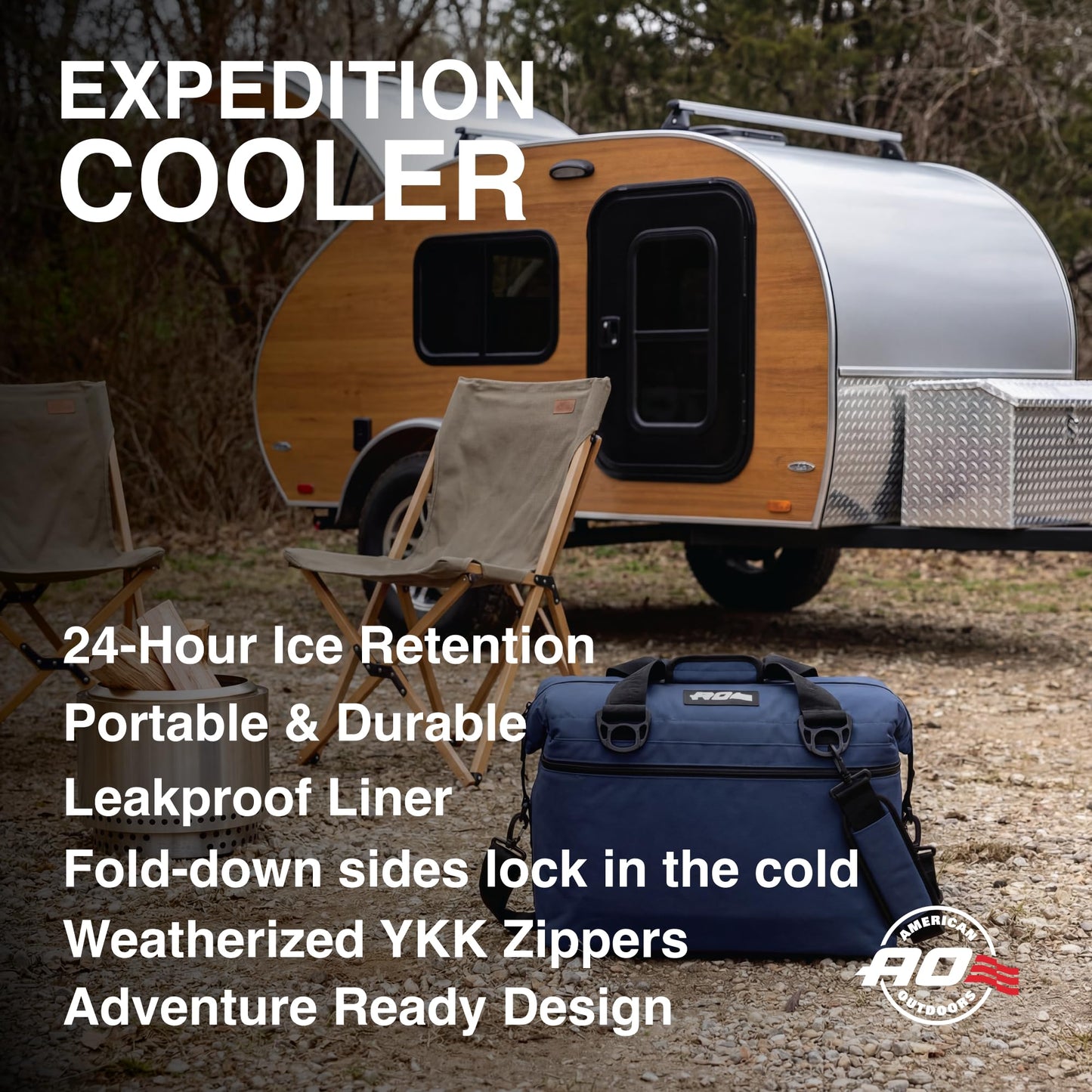 AO Coolers Expedition Canvas Soft-Sided Cooler Bag, Leak-Proof, Insulated, Lightweight, Royal Blue, 36-Can