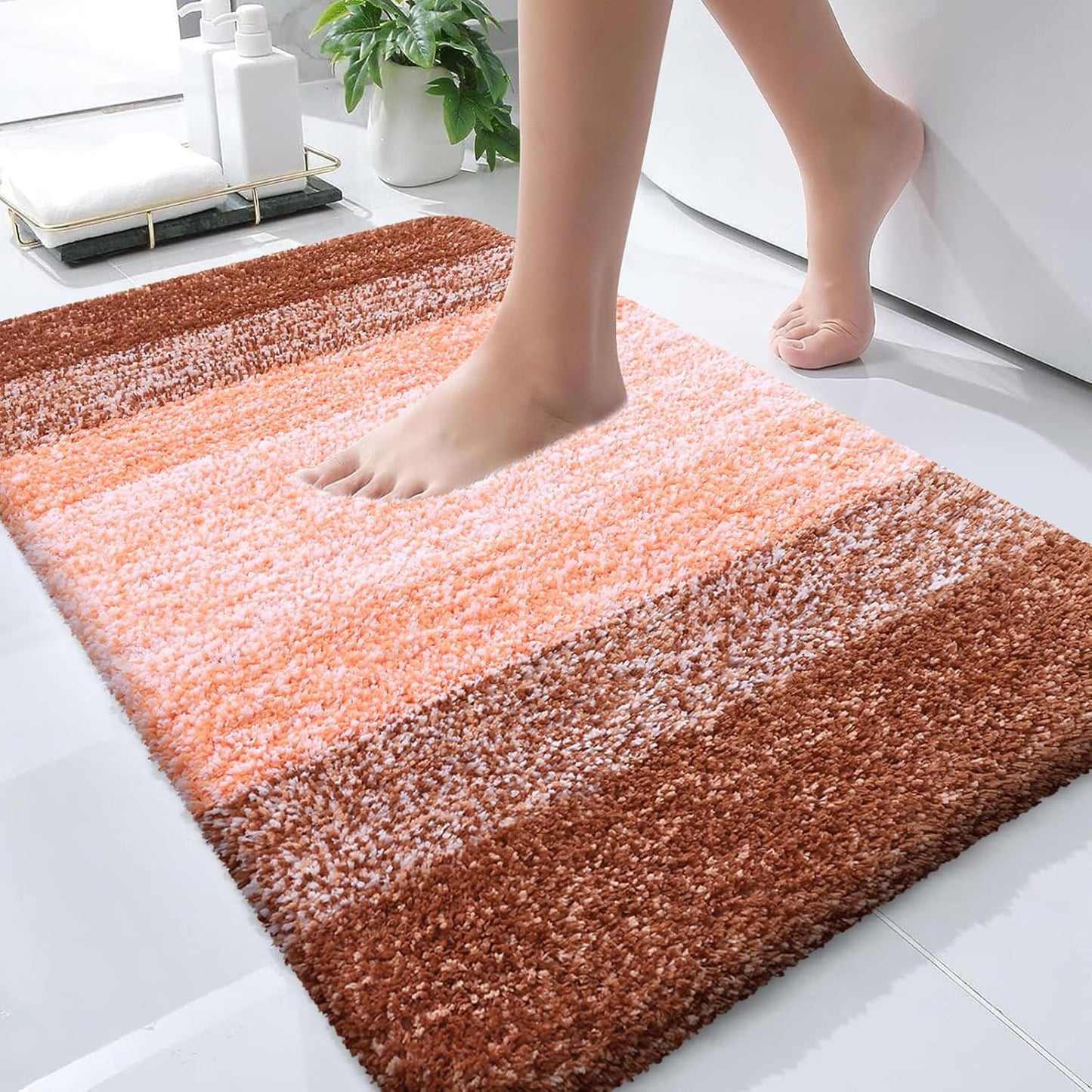 OLANLY Bathroom Runner Rug - Extra Soft Microfiber Mat 70x24 | Quick Dry & Washable, Orange