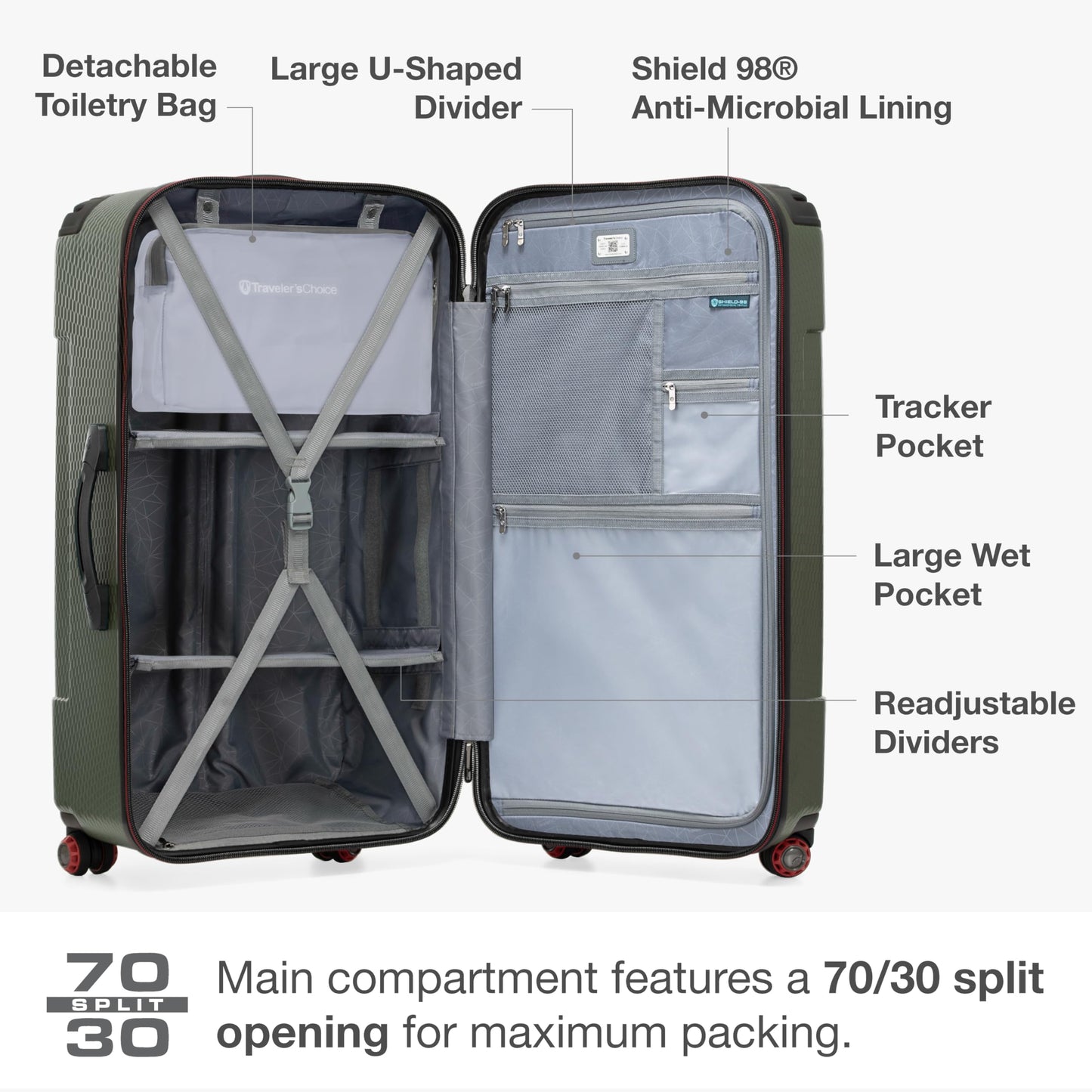 Traveler's Choice Maxporter II Polycarbonate Hardside Trunk with Spinner Wheels, Green, 31-Inch Large Trunk