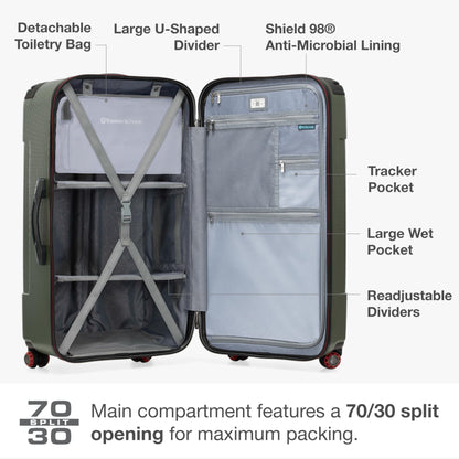 Traveler's Choice Maxporter II Polycarbonate Hardside Trunk with Spinner Wheels, Green, 31-Inch Large Trunk