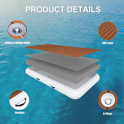 LOSKIA 8.5ft Inflatable Jet Ski Dock, U-Shaped Heavy-Duty PWC Floating Platform with Non-Slip EVA Pad, Portable Marine Docking Station for Lake Ocean Marina, Includes Pump