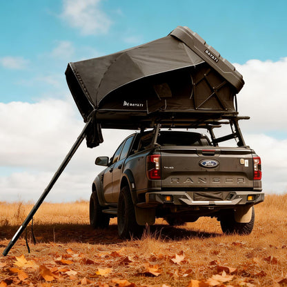 Bayati Rooftop Tent Hard Shell, Easy Set Up Pop Up Large Tent for 2-3 Person & Family Camping, Windproof Waterproof UV-Resistant Blackout Privacy 4 Season Tents for Truck, Jeep, SUV, Van, Trailer