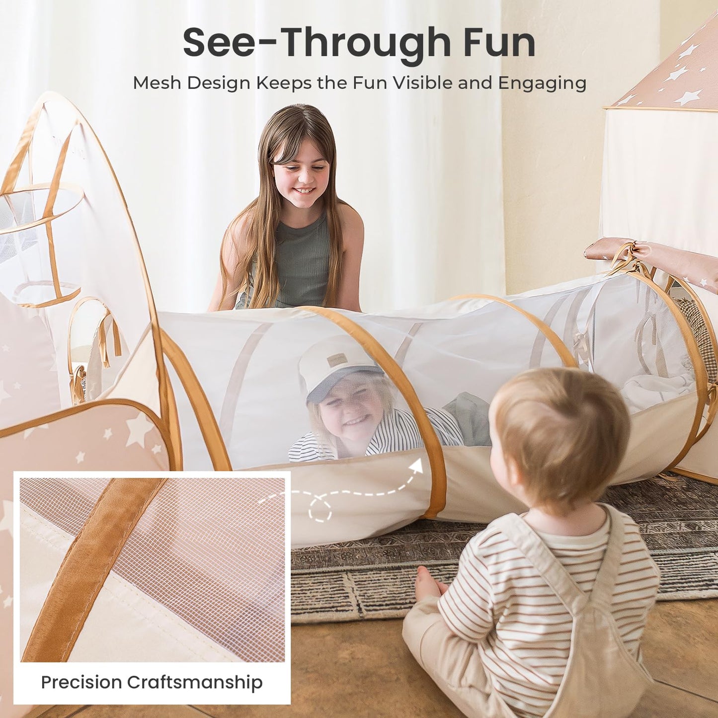 Tiny Land Kids Play Tent with Tunnel, Pop Up Play Tent with Ball Pits, Kids Tent with Printed Mat