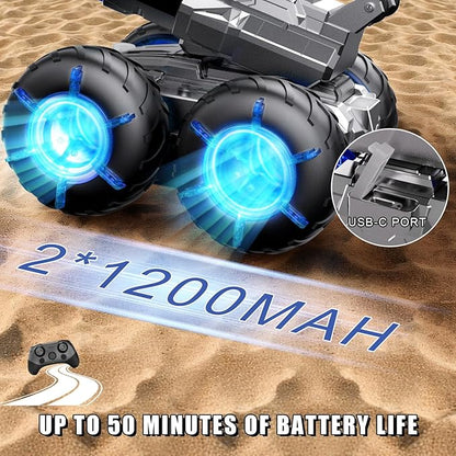 3-in-1 Remote Control Car RC Boat &amp Water Gun Amphibious Remote Control Car 4WD All-Terrain RC Cars Gesture Sensing Rc Stunt Car RC Trucks Toys Birthday Gifts for 8 9 10 11 12 Year Old Boys