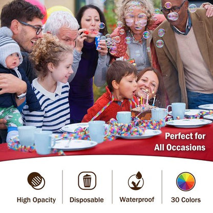 Exquisite 12-Pack Premium Plastic Tablecloth 12-Pack Premium Plastic Tablecloth 54in. x 108in. Rectangle Table Cover - Red
