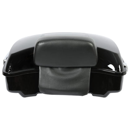ECOTRIC Chopped Luggage Trunk W/Pad Compatible with 2014-2024 Harley Touring Road King Road Glide Street Glide Electra Glide Tail Box Trunk with Backrest