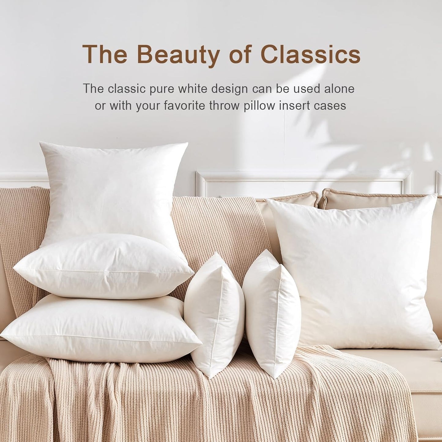 Organic Feather Down Lumbar Pillow Inserts - 100% Cotton Shell, Set of 2 (14x22 Inch) | Perfect for Couch, Sofa, and Bed