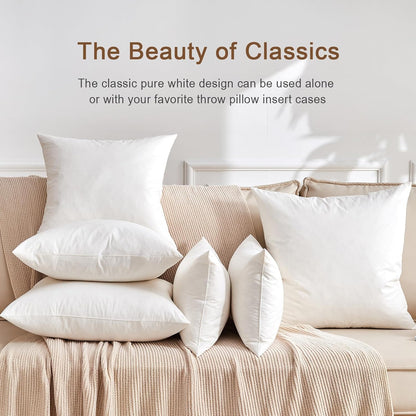 Organic Feather Down Lumbar Pillow Inserts - 100% Cotton Shell, Set of 2 (14x22 Inch) | Perfect for Couch, Sofa, and Bed