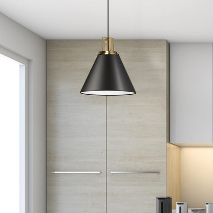 Dainolite Pendant Light SNS-141P-MB-AGB, Matte Black and Aged Brass Finish